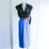 Vintage 80s Electric Blue 'Katies' A-line Midi Skirt - 8-10