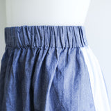 Blue Chambray Contrast Panel Midi Skirt - 10-14