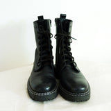 Black Leather 'Avellini' Moto Combat Boots - 9/40