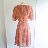 Vintage 90s Orange Floral 'Not For Boys' Sweetheart Neck Mini Dress - 10-12