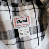 Vintage 80s Cream & Grey Tone Plaid Boxy 'David' Jacket - 12+