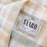 Vintage 80s Tan Check Linen Blend 'Sanro' Light Jacket - 10+