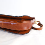 Vintage 80s Chestnut Brown Leather Saddle Bag