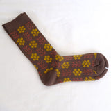 Cozy Cotton Blend Socks - Brown Wallpaper Floral