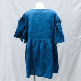 Teal Linen 'Aere' Smock Dress - 12-16