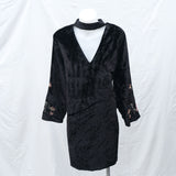 Black Velvet 'Gypsy' High Neck Smock Mini Dress - 10-12