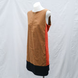 Camel + Rust Colour Block 'Mango' Shift Dress - 12-16