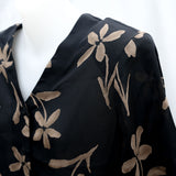 Vintage 90s Black & Tan Floral 'NOW' Blouse - 10-14