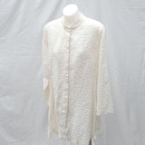 Vintage 90s Cream Silk Jacquard 'Jane Lamerton' Oversized Silk Blouse - 12-16
