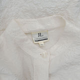 Vintage 90s Cream Silk Jacquard 'Jane Lamerton' Oversized Silk Blouse - 12-16