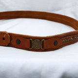 Vintage 80s Brown Braided Leather 'Regiment Artillery' Belt - 10-14