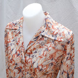 Vintage 70s Autumnal Floral 'Kitly' Pointed Collar Blouse - 10-12