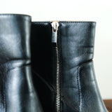 Black Leather Chunky Heel Ankle Boots - 8/38