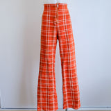 Orange Plaid 'I. AM. GIA' High Waist Cropped Flare Pants - 10-12