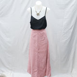 Vintage 90s Rose Pink Linen Wrap Maxi Skirt - 10-12