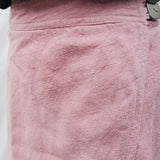 Vintage 90s Rose Pink Linen Wrap Maxi Skirt - 10-12
