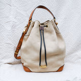 Tan Leather 'Burberry' Large Bucket Tote Bag