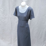 Vintage 90s Grey Patterned 'Latte' Summer Maxi Dress - 10-12