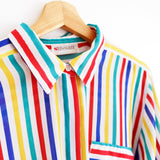 Vintage 90s Multi Striped Print Button-up 'Sussan' Shirt - 8-12
