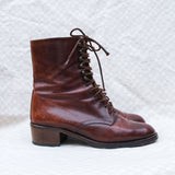 Vintage 90s Saddle Brown Italian Leather Boots - 8/38