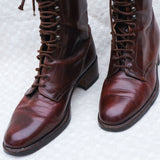 Vintage 90s Saddle Brown Italian Leather Boots - 8/38