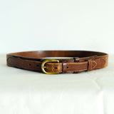 Vintage 90s Saddle Brown Leather Western Belt - 10-14