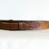 Vintage 90s Saddle Brown Leather Western Belt - 10-14