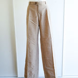 Vintage 80s Tan Wool & Silk Blend 'Tres Bon' Trousers - 10-12