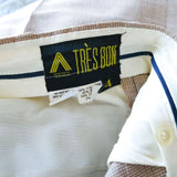 Vintage 80s Tan Wool & Silk Blend 'Tres Bon' Trousers - 10-12