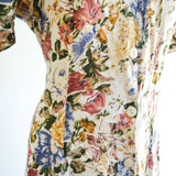 Vintage 90s Cream Floral Promises Midi Dress - 10-12