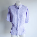 Vintage 80s Lilac Floral Fitted 'Tres Beau' Blouse - 14-16
