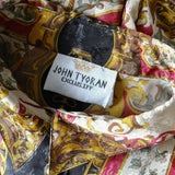 Vintage 80s Tan Satin'John Tyoran' Button Down Blouse - 10-14