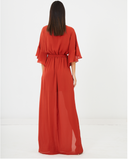 Rust 'Tussah' Magherita Kimono Sleeve Maxi Dress - 14-16