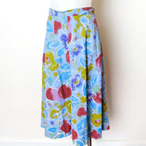 Vintage 80s Multi Abstract Floral Midi Skirt - 6-8