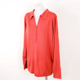 Rusty Red Wool Polo Neck 'Fieldswoman' Knit Blouse - 10-14