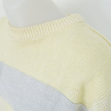 Vintage 90s Buttermilk Yellow + Grey Striped Cotton Blend 'Canda' Jumper - 10+