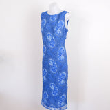 Vintage 90s Sky Blue Paisley 'Style & Co.' Column Midi Dress - 12-14