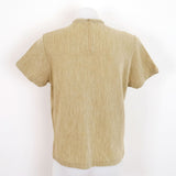 Vintage 70s Gold High Neck Fitted Knit Tee - 6-10