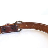 Vintage 90s Chestnut Brown Leather Constrast Stitch Belt - 6-10