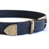 Black Leather Brass Hardware 'Just Jeans' Belt - 12-16