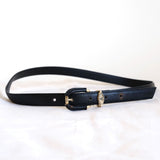 Vintage 90s Black Leather 'Carlo' Skinny Belt - 12-16