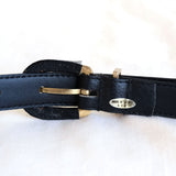 Vintage 90s Black Leather 'Carlo' Skinny Belt - 12-16