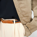 Vintage 90s Leather Trim 'Benetton' Belt - 6-10