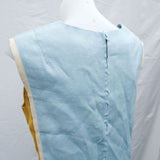 Seafoam Blue & Mustard Panel Linen Shift Dress - 10-12