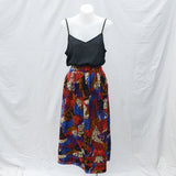 Vintage 80s Multi Cotton Midi Skirt - 8-10