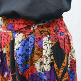 Vintage 80s Multi Cotton Midi Skirt - 8-10