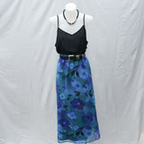 Vintage 90s Blue Floral 'The Dress Company by Stitches' Midi Skirt - 10-14