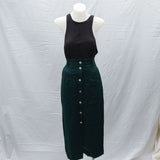 Vintage 90s Forest Green 'Weiss' Button-Down Pencil Skirt - 8-10