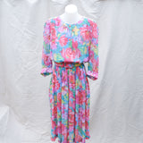 Vintage 90s Multi Floral 'Dolina Classics' Watercolour Tea Dress - 10-14