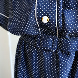 Vintage 90s Navy Polka Dot 'Touch of Class' Tea Dress - 12-16